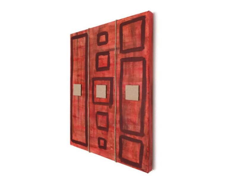 Abstract wall art red and brown acrylic painting on canvas Etsy