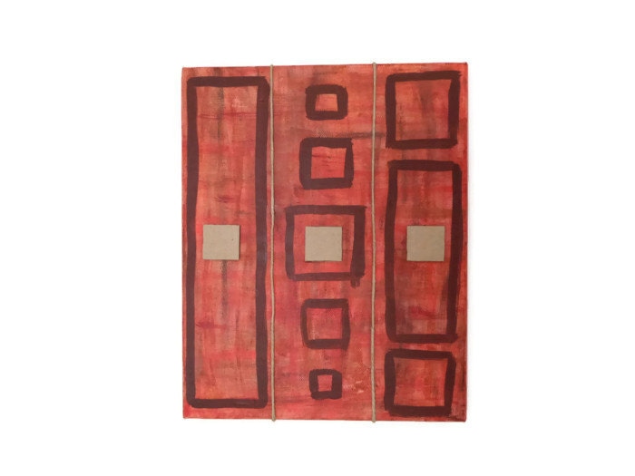 Abstract wall art red and brown acrylic painting on canvas Etsy