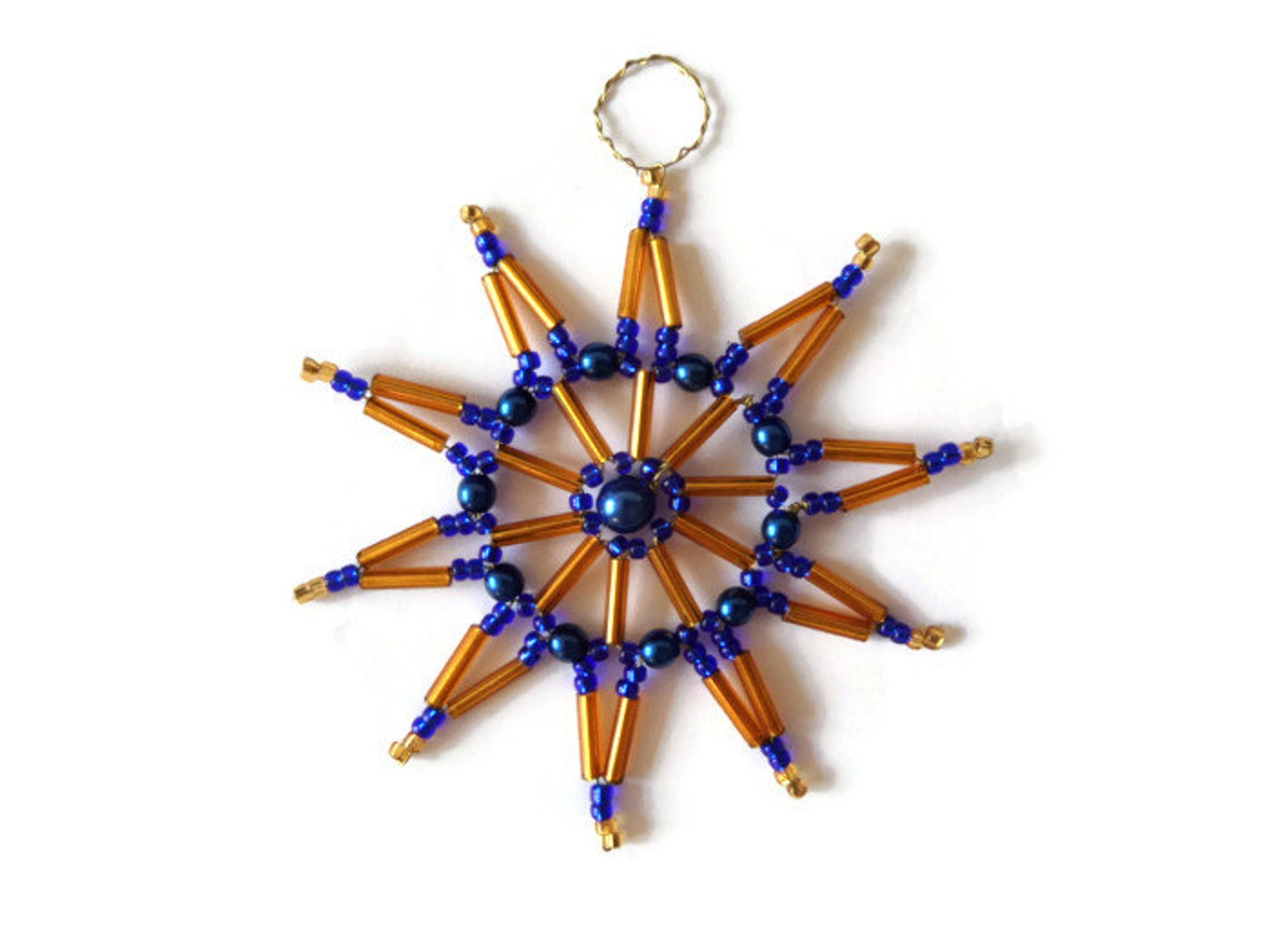 Christmas ornament seed bead star ornament beaded star in Etsy