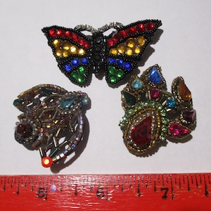 Bradley Levin Lot Enamel Bead handmade Pop Art Vintage Pin Lot Flower Butterfly Bug 80s modernist mod rare
