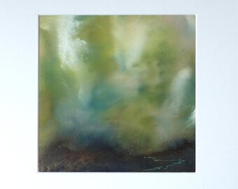 Vortex Oil Painting: Dramatic Cloudy Sky Landscape, 20x20cm