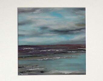 Moody Marshland Oil Painting: 20x20cm Original Art by Jenny