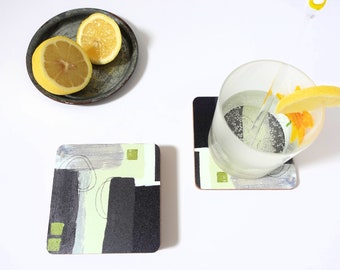 Abstract Coasters: Modern Coastal Design, Set of 2