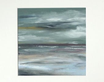 Original Landscape Oil Painting – Moody Skyline, Small Space Art