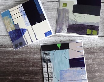 Abstract Art Greetings Cards: Set of 3 Blank Note Cards