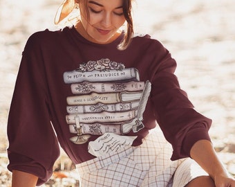 Jane Austen Book Collection / Letter From Jane / Pride & Prejudice / Emma / Persuasion | Unisex Crewneck Sweatshirt