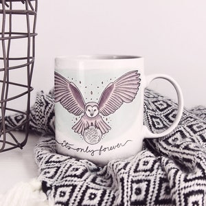 It&#39;s Only Forever | Owl + Labyrinth Crystal Ball | White Mug w/Color