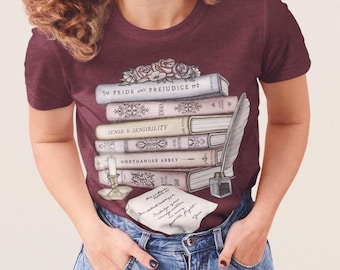 Jane Austen Book Collection / Book Shirt / Letter From Jane | Unisex Lightweight Tri-Blend T-Shirt