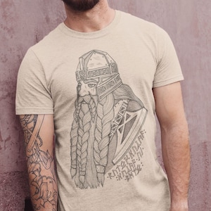 The Dwarven Warrior // Dwarf Battle Axe // Baruk Khazâd || Short-Sleeve Unisex Classic T-Shirt - Black Ink