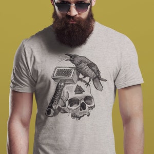 To Valhalla | Viking Hammer / Valknut & Skull / Odin's Raven / Norse Mythology | Short-Sleeve Unisex Classic T-Shirt