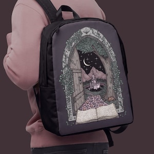 Fictional Wanderlust // Book Lovers // Fantasy Door - Bookish Runes &quot;Read Books And Enter&quot; | Minimalist Backpack // Color
