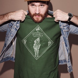 The Grey Wizard / The Wandering Wizards Society | Short-Sleeve Unisex Classic T-Shirt | White Ink