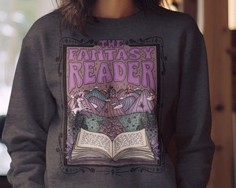 The Fantasy Reader v.2 // Retro Bookish Sweatshirt // Fantasy Book Lovers || Unisex Crewneck Sweatshirt [w/background]