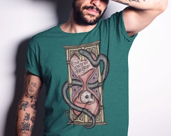 Time Waits For No One // Hourglass / Skull / Snake || Unisex Lightweight Tri-Blend T-Shirt