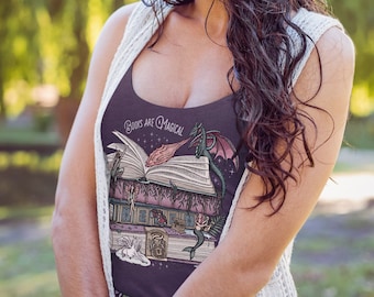 Bücher sind magisch | Book Tank / Fantasy / Fabelwesen | Damen Racerback Tank Top