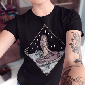 Moonlit Selkie by the Sea / Irish Folklore / Celtic Norse Mythology | Unisex Lightweight Tri-Blend T-Shirt