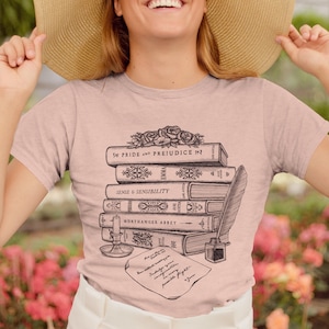 Colección de libros de Jane Austen / Camiseta con el libro / Carta de Jane / Camiseta clásica unisex de manga corta - Tinta negra