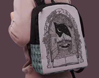 Fictional Wanderlust // Book Lovers // Fantasy Door - Bookish Runes "Read Books And Enter" | Minimalist Backpack