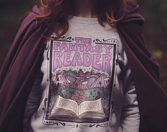 The Fantasy Reader // Retro Bookish Sweatshirt // Fantasy Book Lovers || Unisex Crewneck Sweatshirt