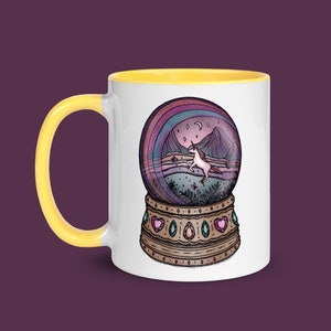 Unicorn Magical Fantasy Land Globe // Rainbow, Crystal Ball, Magical Land | 11oz Mug with Color Inside