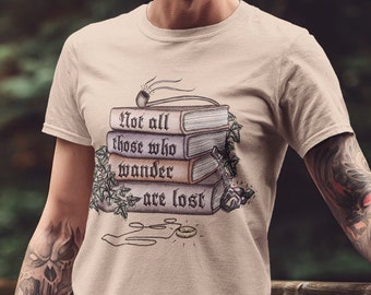 Not All Those Who Wander Are Lost / Fantasy Middle Earth Book Stack | Short-Sleeve Unisex Classic T-Shirt