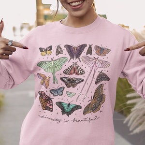 Diversity Is Beautiful // Moths & Butterflies // Colorful Lepidoptera | Unisex Crewneck Sweatshirt - Black Ink