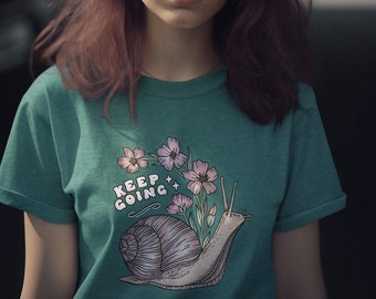 Keep Going // Snail Flowers Nature Shirt | Unisex Lightweight Triblend T-shirt