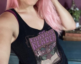 Fantasy Reader Tank: Bücherwurm Einhorn Drache Racerback Top