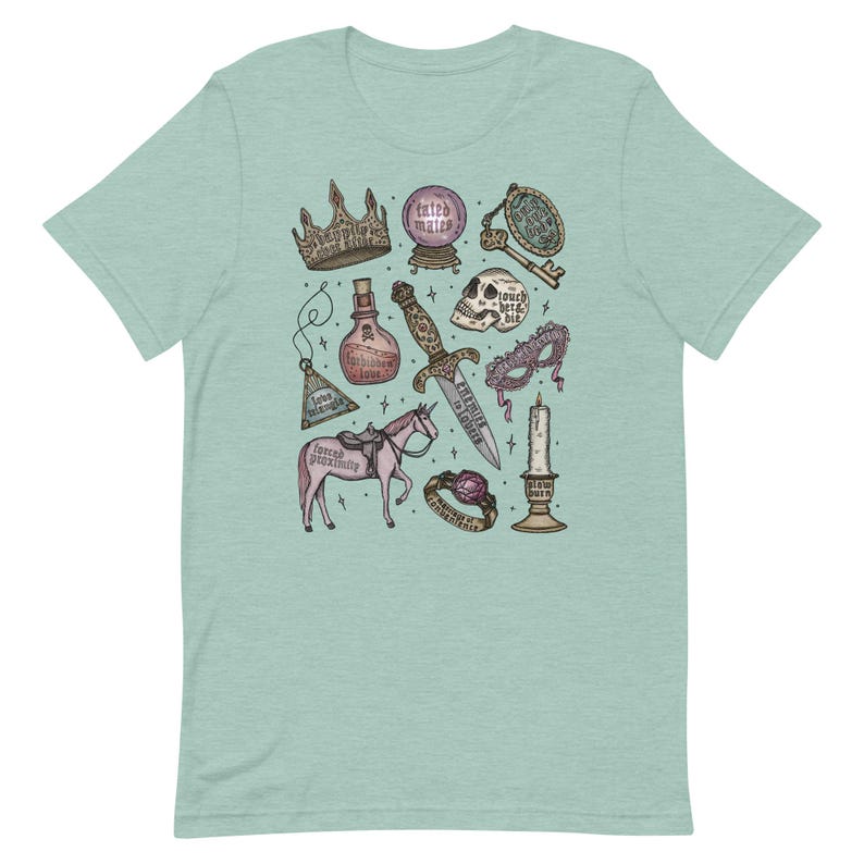 The Romantasy Tropes Bookish Tee / Fantasy Romance Historical Romance | Unisex Classic Tshirt