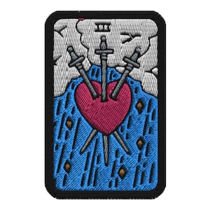 Three of Swords Tarot Card Patch Embroidered Patches image 2