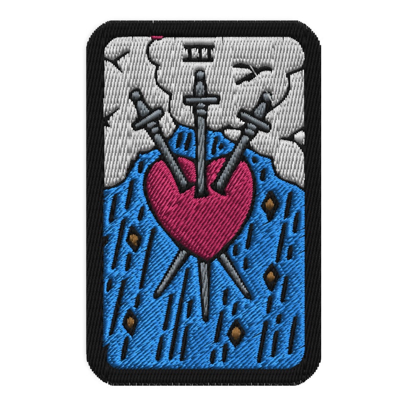 Three of Swords Tarot Card Patch Embroidered Patches image 2