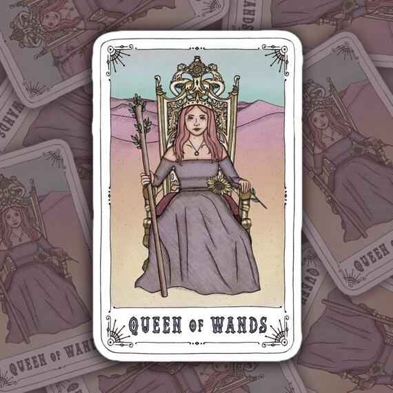 Queen of Wands Tarot Card || Bubble-free Kiss-cut Stickers - Etsy