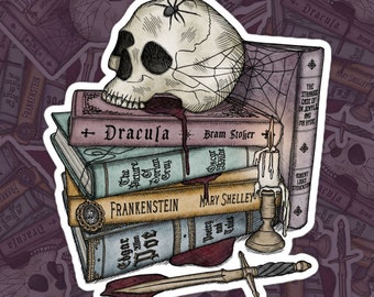 Gothic Horror Classics Book Collection // Dracula / Frankenstein / Dorian Gray / Jekyll & Hyde / Poe | Bubble-free Stickers