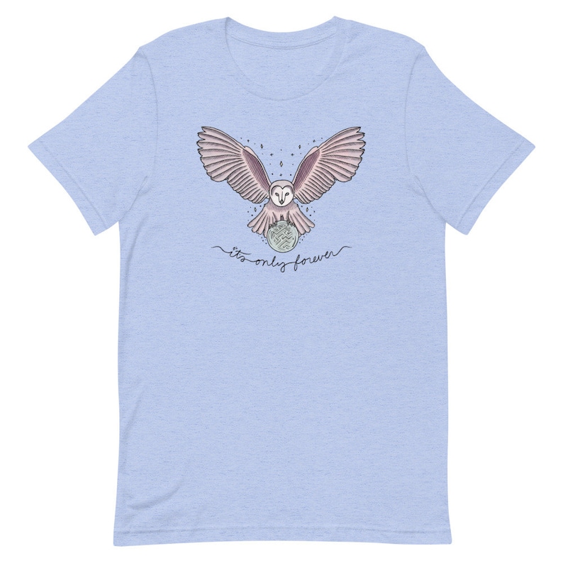 It's Only Forever Owl / Labyrinth Crystal Ball Short-Sleeve Unisex Classic T-Shirt Colored Ink Heather Blue