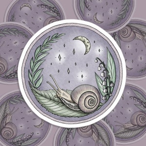 Glisse au clair de lune | Escargot / Muguet / Lune + Etoiles | Autocollants sans bulles