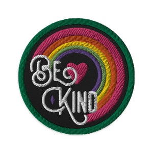 Be Kind // Heart & Rainbow Retro Patch Embroidered Patch image 4