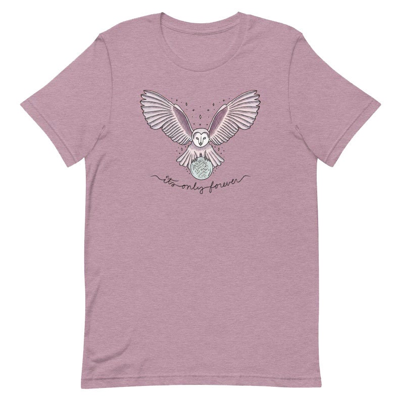 It's Only Forever Owl / Labyrinth Crystal Ball Short-Sleeve Unisex Classic T-Shirt Colored Ink Heather Orchid