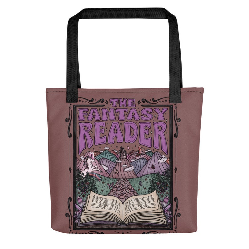 The Fantasy Reader // Retro Bookish Tote // Fantasy Book Lovers || 15" Tote Bag