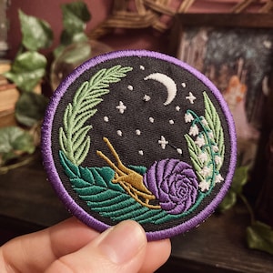 Moonlight Glide // Snail Nature Patch | Embroidered Patch