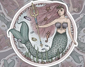 Sirène Enchanteresse de la Mer | Autocollants sans bulles