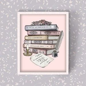 Jane Austen Book Collection / Letter From Jane | Premium Matte Print