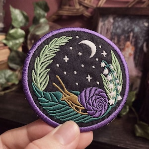 Moonlight Glide // Snail Nature Patch | Embroidered Twill Patch
