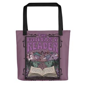 Bolsa de tela Fantasy Reader: diseño retro de libros, 38 cm Amethyst