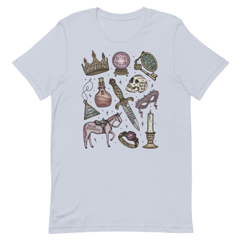 The Romantasy Tropes Bookish Tee / Fantasy Romance Historical Romance | Unisex Classic Tshirt