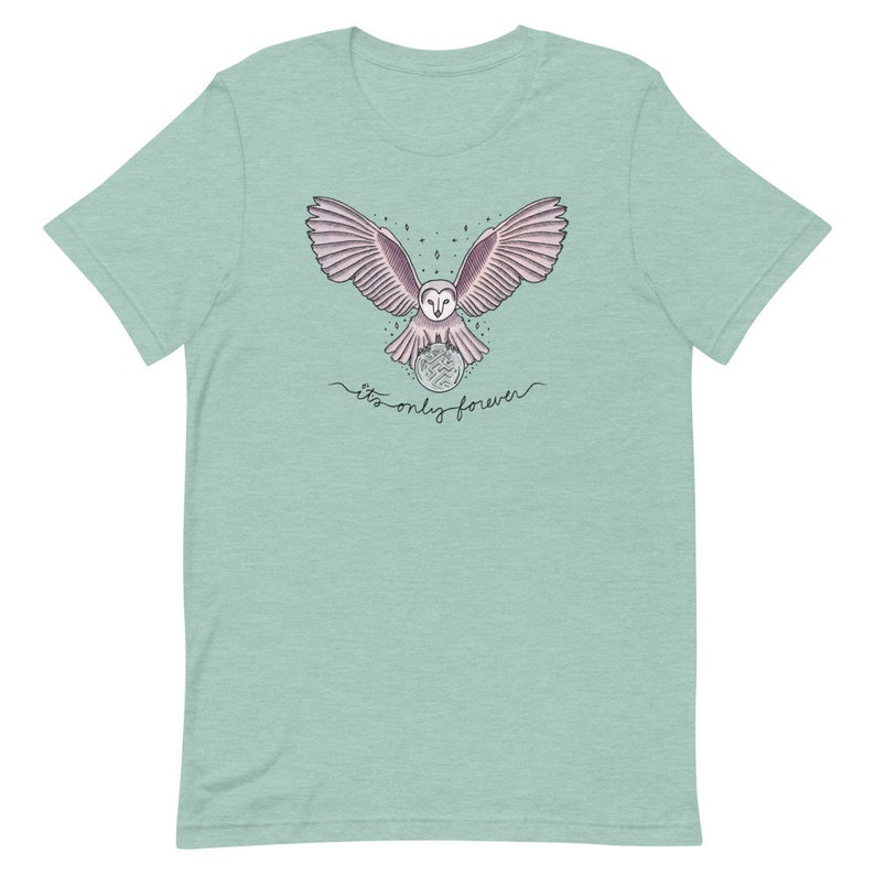 It's Only Forever Owl / Labyrinth Crystal Ball Short-Sleeve Unisex Classic T-Shirt Colored Ink Heather Prism Dusty