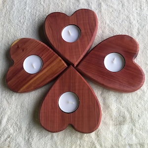 cedar heart shaped tea light holder