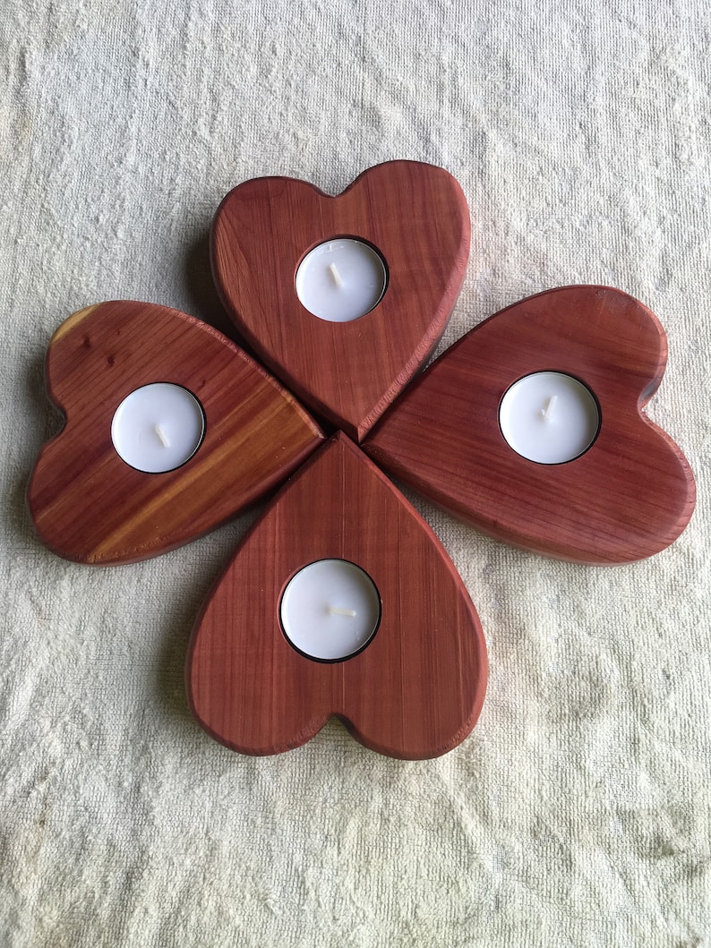 Cedar Heart Shaped Tea Light Holder Etsy