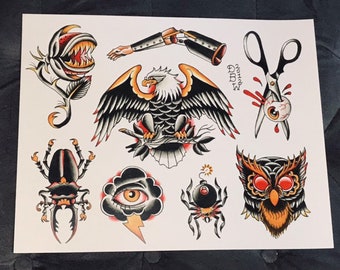 Oddities: Traditional Tattoo Flash Sheet