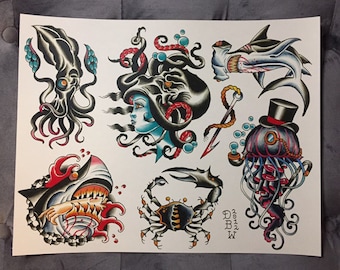 Nautical traditional tattoo flash III