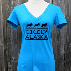 Northern Exposure Cicely Alaska Women&#39;s Vneck Screenprinted Shirt